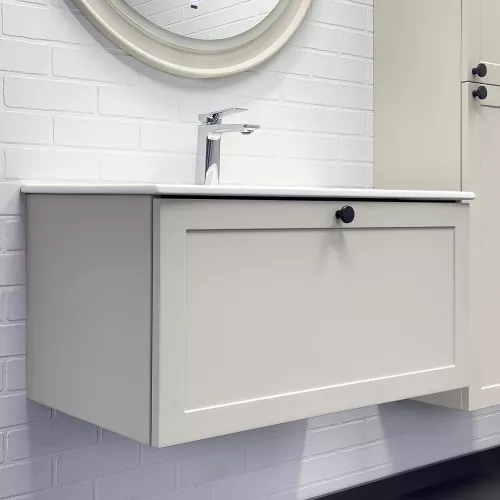 Тумба-умывальник Comforty Ереван-80 серый шёлк с раковиной Comforty