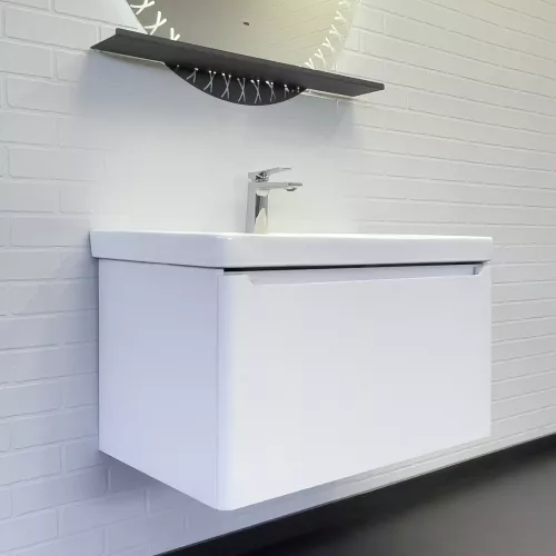 Подвесная тумба-умывальник Comforty Арзамас-80-1 белая матовая с раковиной 4480, Внешний вид: 1 ящик
