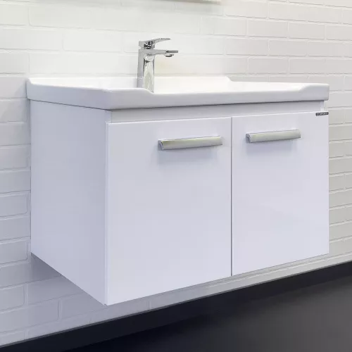 Тумба-умывальник Comforty Рига 70 белый глянец с раковиной Comforty 9335-70