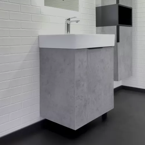 Напольная тумба-умывальник Comforty Асти 60Н бетон светлый с раковиной Comforty CF3WL032, Выбрать цвет: Бетон светлый