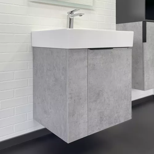 Подвесная тумба-умывальник Comforty Асти-60П бетон светлый с раковиной CF3WL032, Выбрать цвет: Бетон светлый