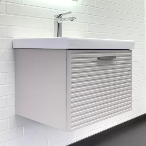 Тумба-умывальник Comforty Касабланка-60/80 серый шёлк с раковиной, Выбрать размер: 60, Внешний вид: с раковиной Moduo 60