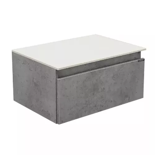 COMFORTY. Тумба подвесная "Осло-60" бетон светлый с белой столешницей без раковины