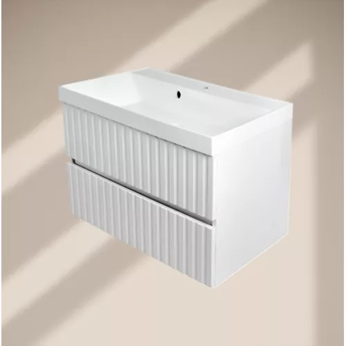 Тумба подвесная ACWEN Элеганс  белый матовый с раковиной, Выбрать цвет: Белый матовый, Выбрать размер: 70, изображение 4