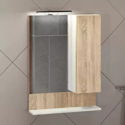 Мебель для ванной: Зеркало-шкаф Comforty Рига, дуб сонома 1 в магазине Акватория
