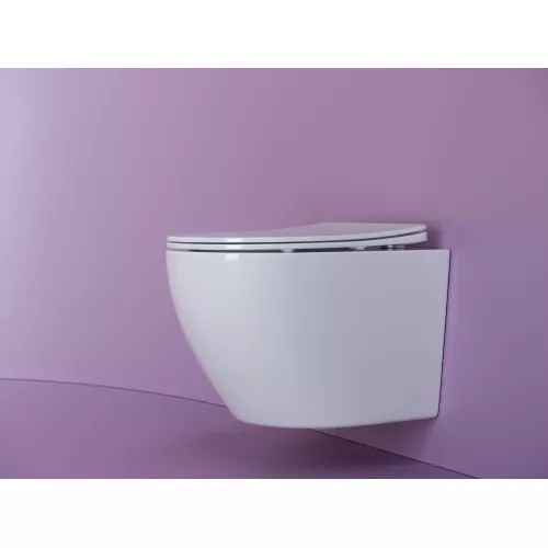 Подвесной унитаз CERAMICANOVA Uno Rimless, Выбрать цвет: Белый, изображение 3