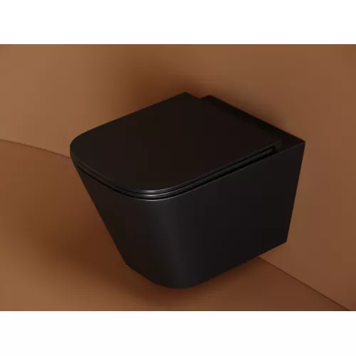 Подвесной унитаз CERAMICANOVA Union безободковый, смыв торнадо, Выбрать цвет: Черный матовый, изображение 3