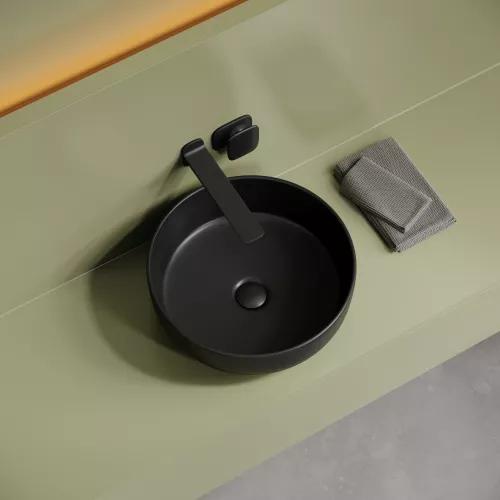 Санфаянс: Раковина накладная CERAMICANOVA Taycan,круглая, 375x375x140, черная матовая 1 в магазине Акватория
