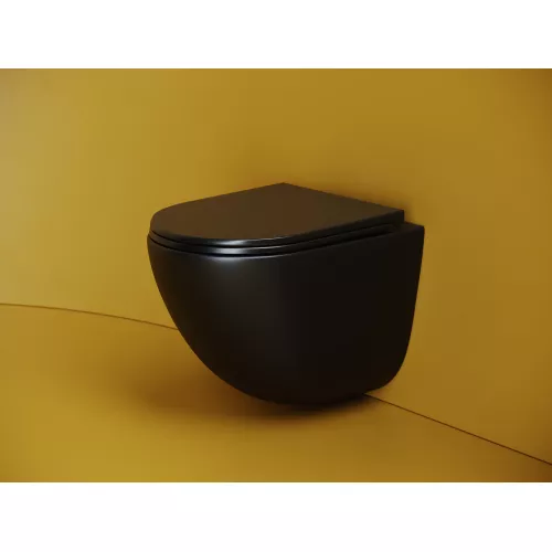 Подвесной унитаз CERAMICANOVA Vogue безободковый, смыв торнадо, Выбрать цвет: Черный матовый, изображение 2