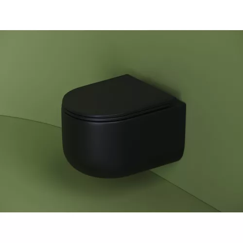 Подвесной унитаз CERAMICANOVA Ulma Rimless, Выбрать цвет: Черный матовый, изображение 2