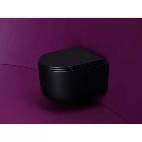 Подвесной унитаз CERAMICANOVA Ulma безободковый, смыв торнадо, Выбрать цвет: Черный матовый, изображение 2