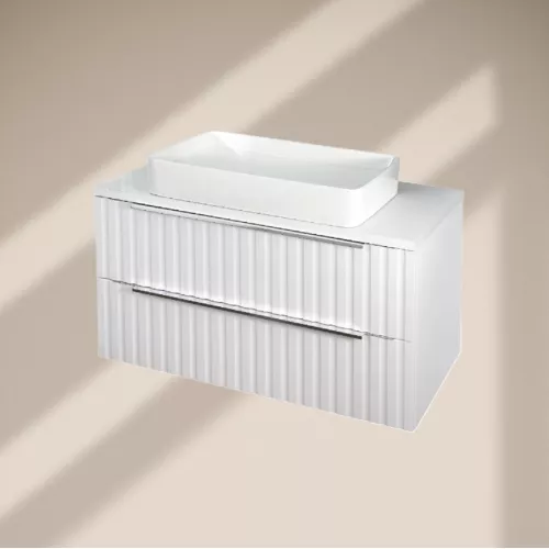 Тумба подвесная ACWEN ГРАЦИЯ 90 , со столешницей, без раковины, белая матовая, изображение 5