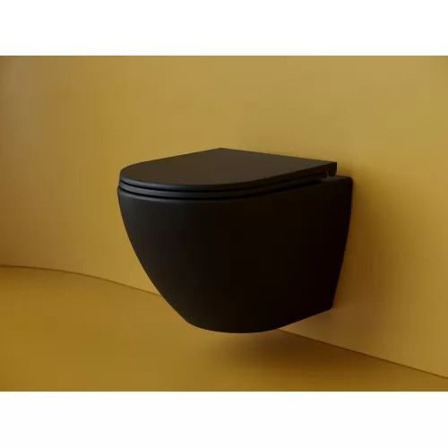 Подвесной унитаз CERAMICANOVA Metropol безободковый, смыв торнадо, Выбрать цвет: Черный матовый, изображение 2