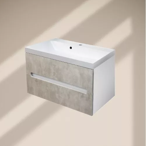 Тумба  подвесная ACWEN TORNO 80  айс фраппе, с раковиной Слим 80, Выбрать цвет: айс фраппе, Выбрать размер: 80, Внешний вид: с белой раковиной, изображение 5