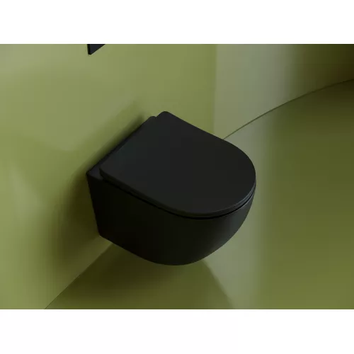 Подвесной унитаз CERAMICANOVA Uno Rimless, Выбрать цвет: Черный матовый, изображение 4
