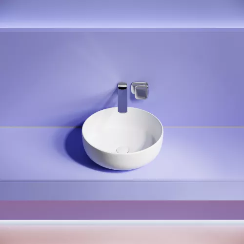 Раковина накладная CERAMICANOVA Taycan, круглая, 375x375x140, белая матовая, Выбрать цвет: Белый матовый, изображение 3