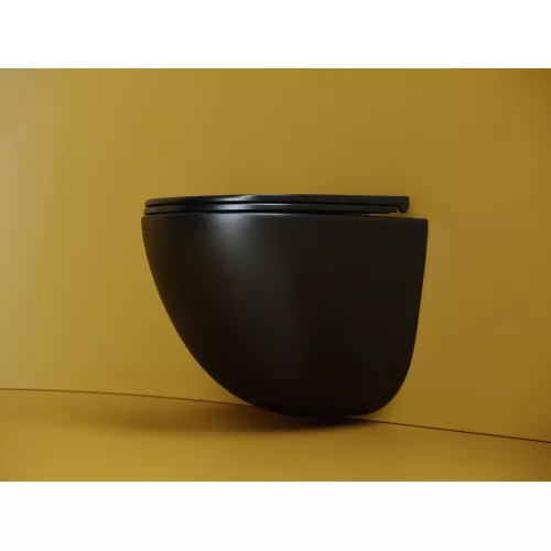 Подвесной унитаз CERAMICANOVA Vogue безободковый, смыв торнадо, Выбрать цвет: Черный матовый, изображение 3