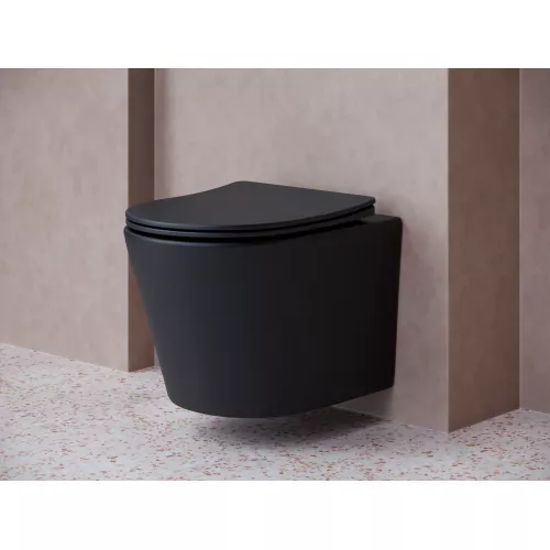 Подвесной унитаз CERAMICANOVA Balearica Rimless (цвет Черный Матовый), Выбрать цвет: Черный матовый, изображение 2