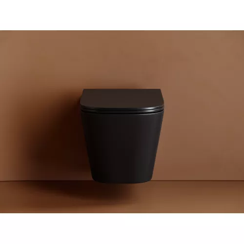 Подвесной унитаз CERAMICANOVA Union безободковый, смыв торнадо, Выбрать цвет: Черный матовый, изображение 2