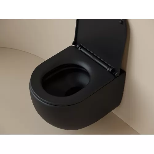 Подвесной унитаз  CERAMICANOVA UP безободковый, смыв торнадо, Выбрать цвет: Черный матовый, изображение 7