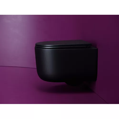 Подвесной унитаз CERAMICANOVA Ulma безободковый, смыв торнадо, Выбрать цвет: Черный матовый, изображение 3