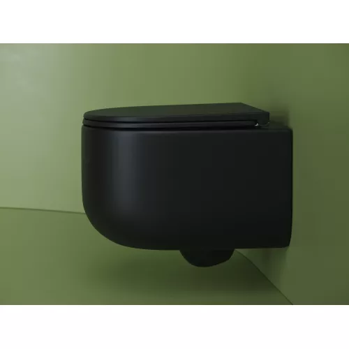 Подвесной унитаз CERAMICANOVA Ulma Rimless, Выбрать цвет: Черный матовый, изображение 4