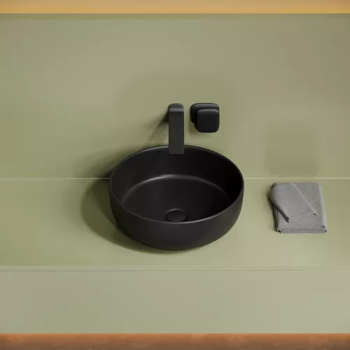 Раковина накладная CERAMICANOVA Taycan,круглая, 375x375x140, черная матовая, Выбрать цвет: Черный матовый, изображение 2