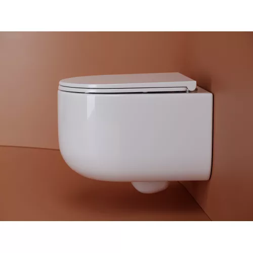 Подвесной унитаз CERAMICANOVA Ulma Rimless, Выбрать цвет: Белый, изображение 4