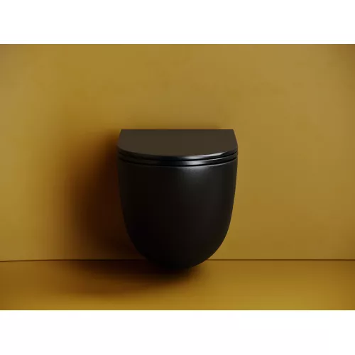 Подвесной унитаз CERAMICANOVA Vogue безободковый, смыв торнадо, Выбрать цвет: Черный матовый, изображение 4
