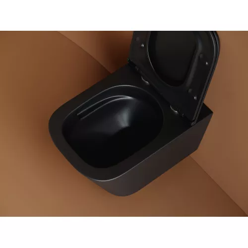 Подвесной унитаз CERAMICANOVA Union безободковый, смыв торнадо, Выбрать цвет: Черный матовый, изображение 6