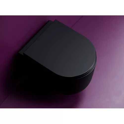 Подвесной унитаз CERAMICANOVA Ulma безободковый, смыв торнадо, Выбрать цвет: Черный матовый, изображение 5