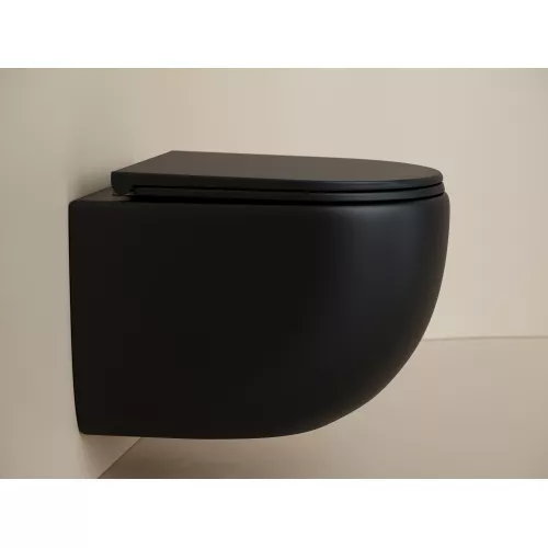 Подвесной унитаз  CERAMICANOVA UP безободковый, смыв торнадо, Выбрать цвет: Черный матовый, изображение 4