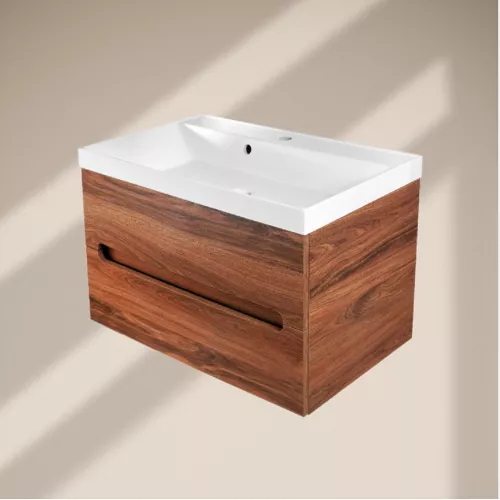 Тумба  подвесная ACWEN TORNO 60/80  дерево Engadina с раковиной, Выбрать цвет: Дерево, Выбрать размер: 80, Внешний вид: с белой раковиной, изображение 4