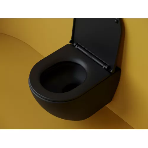 Подвесной унитаз CERAMICANOVA Metropol безободковый, смыв торнадо, Выбрать цвет: Черный матовый, изображение 4