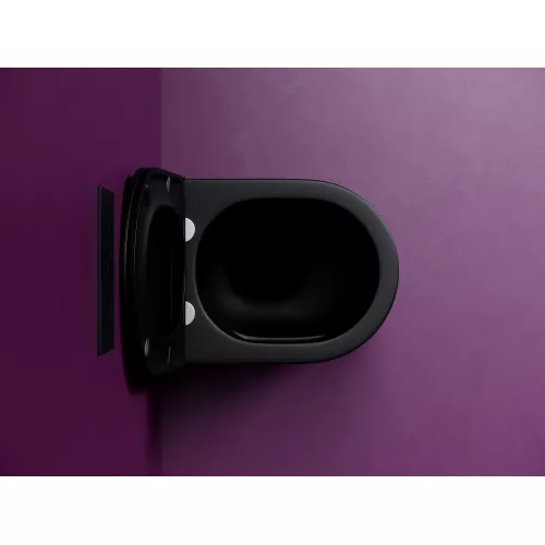 Подвесной унитаз CERAMICANOVA Ulma безободковый, смыв торнадо, Выбрать цвет: Черный матовый, изображение 6