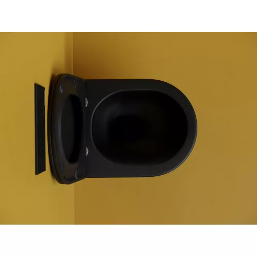 Подвесной унитаз CERAMICANOVA Metropol безободковый, смыв торнадо, Выбрать цвет: Черный матовый, изображение 5