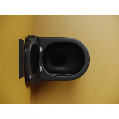 Подвесной унитаз CERAMICANOVA Vogue безободковый, смыв торнадо, Выбрать цвет: Черный матовый, изображение 6