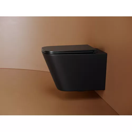 Подвесной унитаз CERAMICANOVA Union безободковый, смыв торнадо, Выбрать цвет: Черный матовый, изображение 4