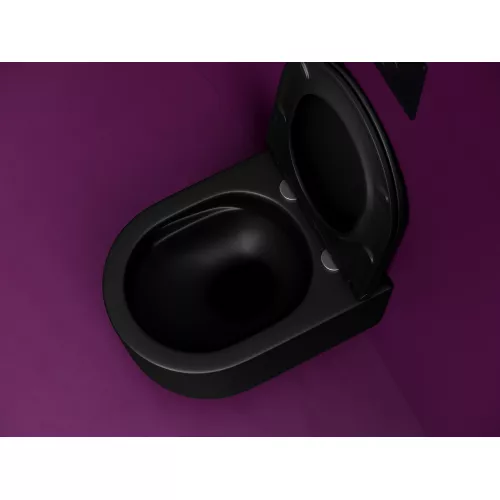 Подвесной унитаз CERAMICANOVA Ulma безободковый, смыв торнадо, Выбрать цвет: Черный матовый, изображение 7