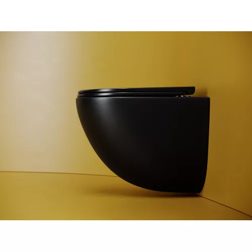 Подвесной унитаз CERAMICANOVA Vogue безободковый, смыв торнадо, Выбрать цвет: Черный матовый, изображение 5