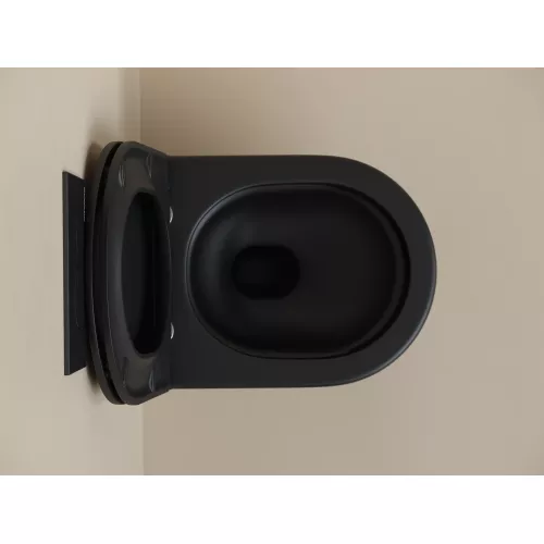 Подвесной унитаз  CERAMICANOVA UP безободковый, смыв торнадо, Выбрать цвет: Черный матовый, изображение 6