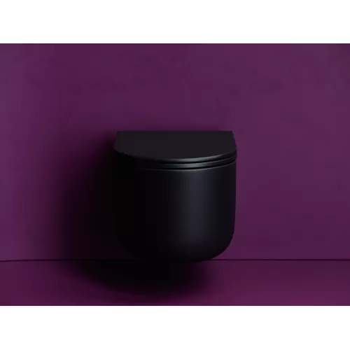 Подвесной унитаз CERAMICANOVA Ulma безободковый, смыв торнадо, Выбрать цвет: Черный матовый, изображение 4