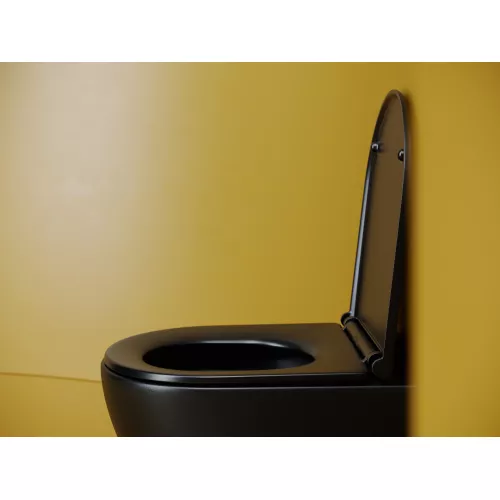 Подвесной унитаз CERAMICANOVA Vogue безободковый, смыв торнадо, Выбрать цвет: Черный матовый, изображение 8