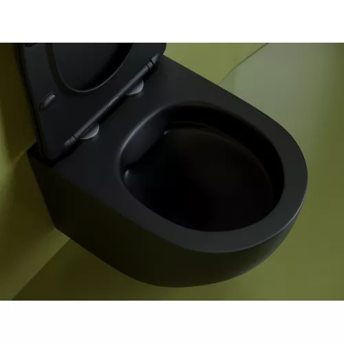 Подвесной унитаз CERAMICANOVA Uno Rimless, Выбрать цвет: Черный матовый, изображение 7