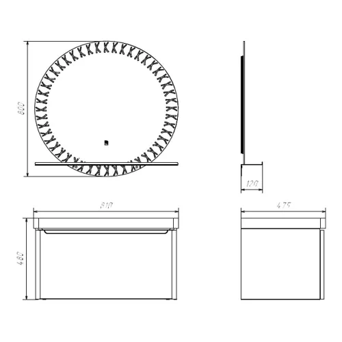 Зеркало для ванной комнаты Comforty Арзамас 80 LED-подсветка, бесконтактный сенсор, полка-графит, изображение 4