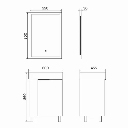 Напольная тумба-умывальник Comforty Асти 60Н белый глянец с раковиной CF3WL032, Выбрать цвет: Белый, изображение 7