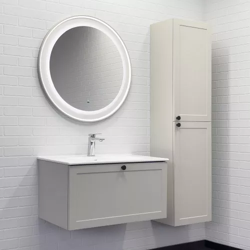 Зеркало для ванной Comforty Ереван-80 LED-подсветка, бесконтактный сенсор, серый шёлк, Антизапотевание (подогрев зеркала): Нет, Выбрать цвет: Серый шелк, изображение 3