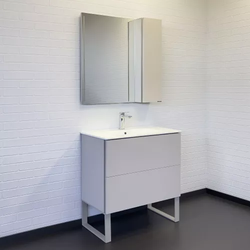 Тумба-умывальник Comforty Бильбао-80Н серый шёлк с раковиной 80E, изображение 4