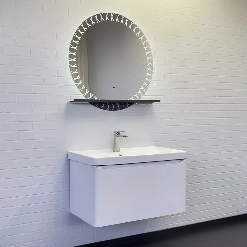 Зеркало для ванной комнаты Comforty Арзамас 80 LED-подсветка, бесконтактный сенсор, полка-графит, изображение 3