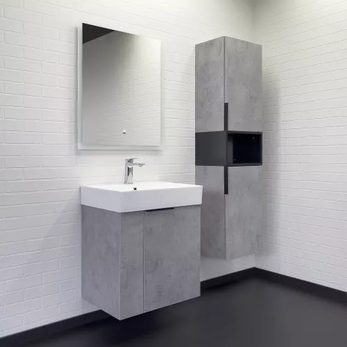 Подвесная тумба-умывальник Comforty Асти-60П бетон светлый с раковиной CF3WL032, Выбрать цвет: Бетон светлый, изображение 5